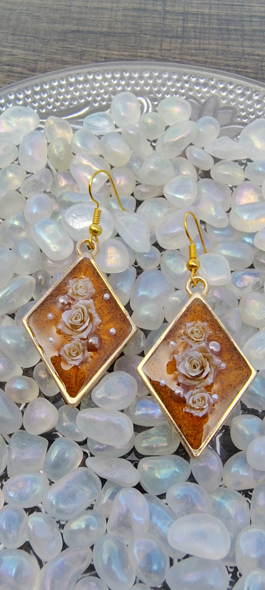 Pumpkin Spice Earrings / Gold Diamond