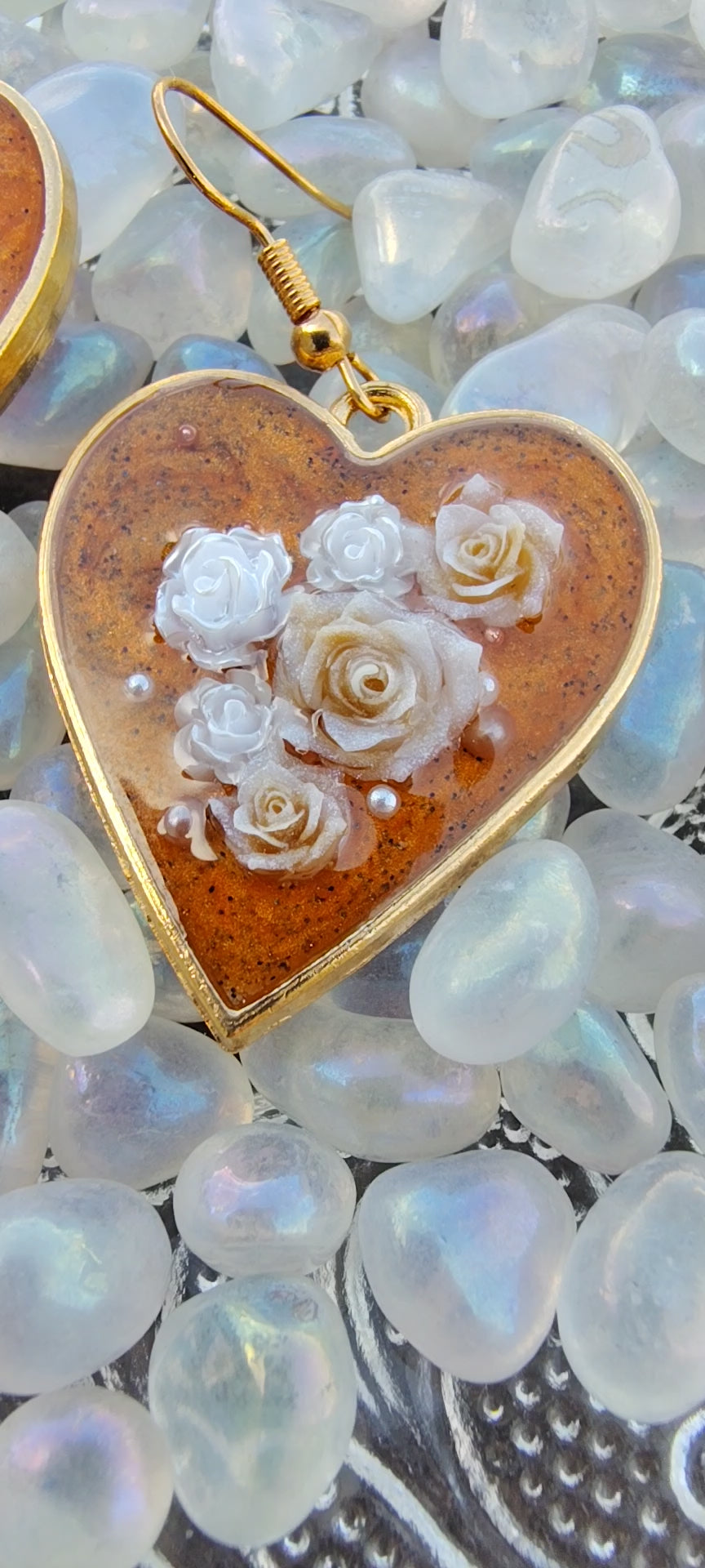 Pumpkin Spice Earrings / Gold Heart