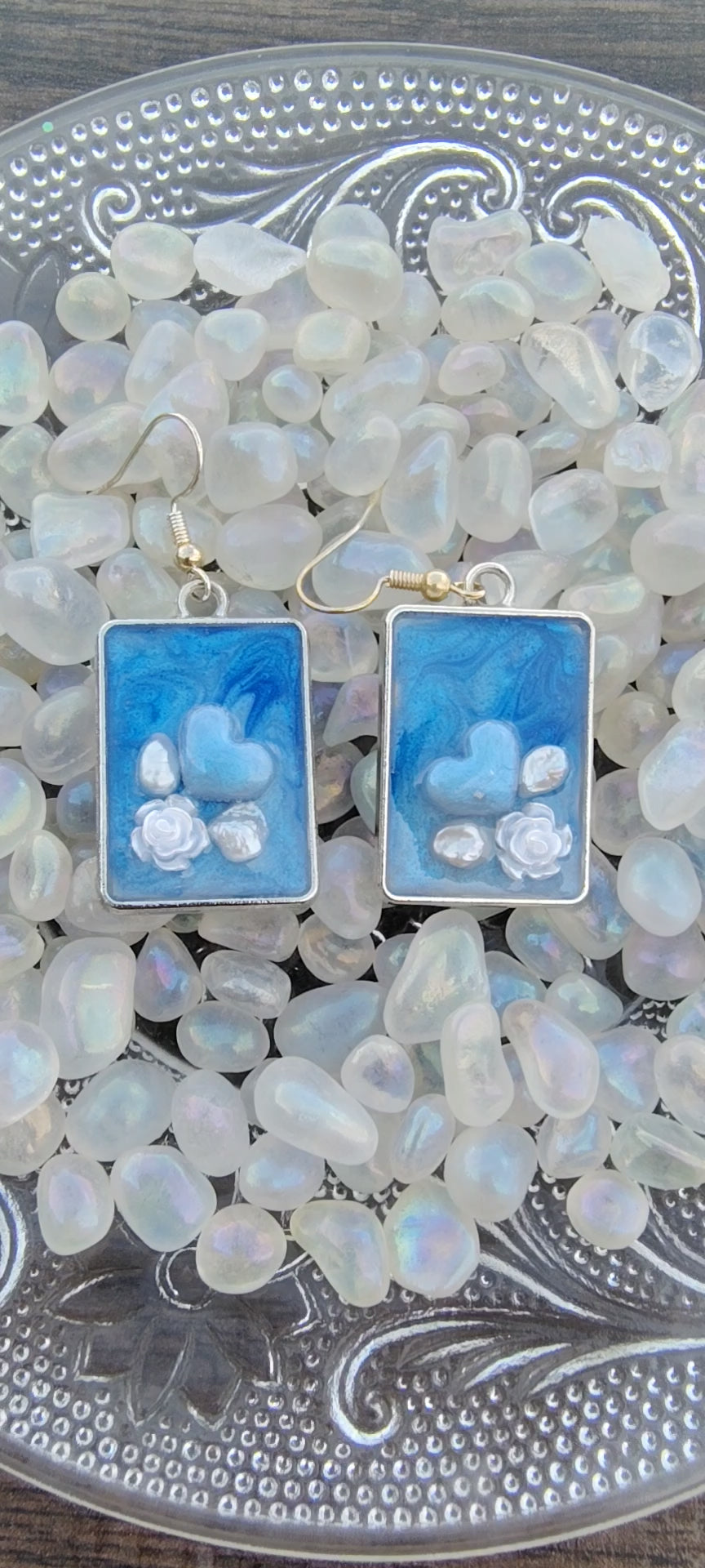 Bonnie Blue Earrings / Silver Square