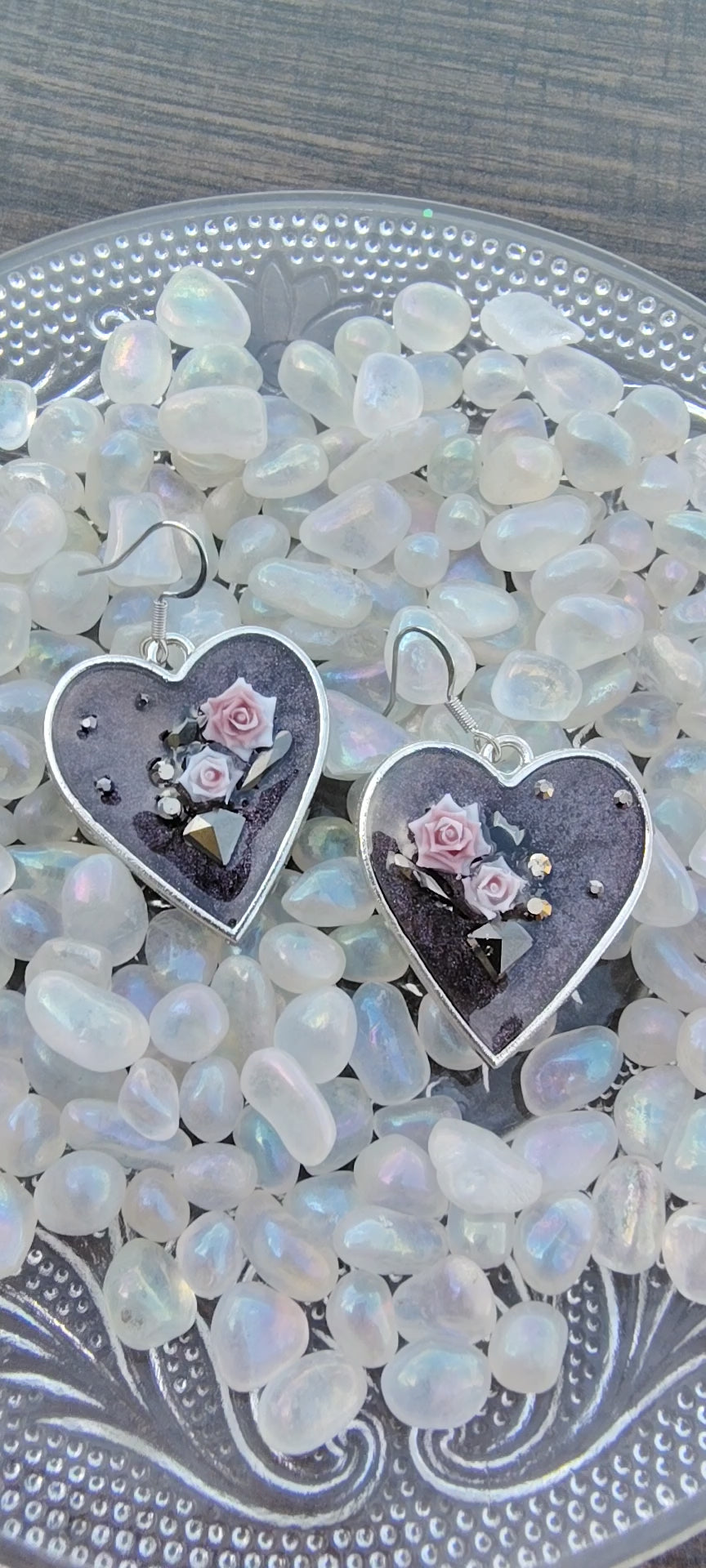 Passion Purple Earrings / Silver Heart