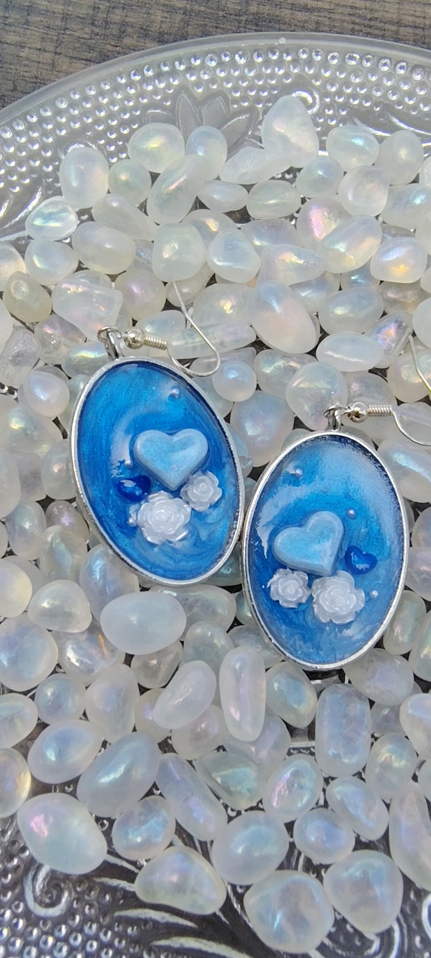 Bonnie Blue Earrings / Silver Oval