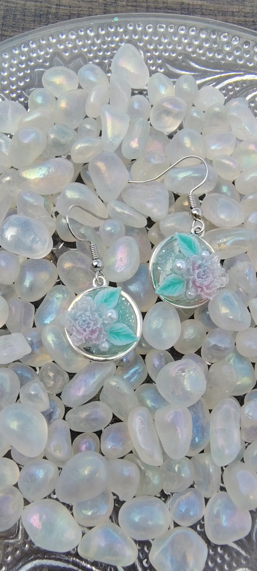 Seafoam Carnation Earrings