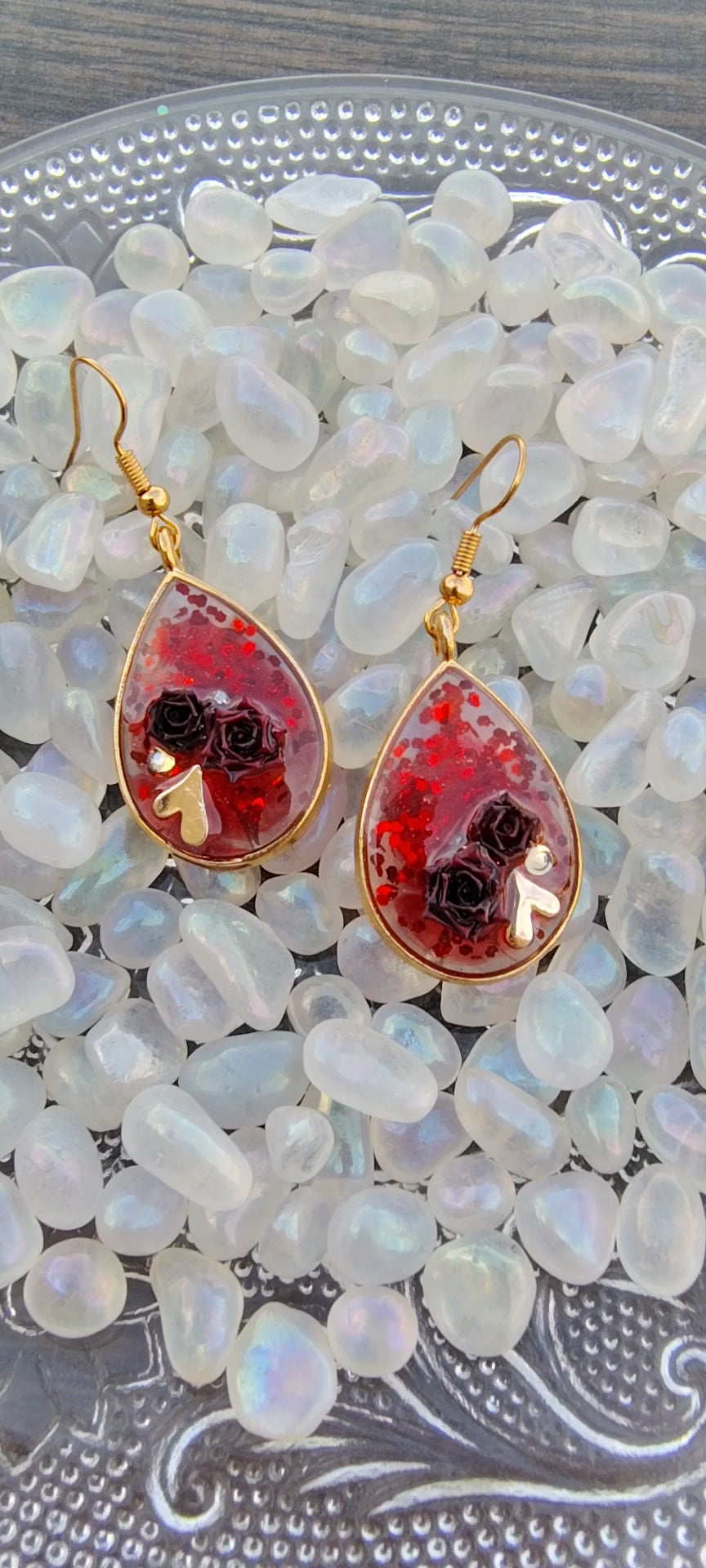 Be My Valentine Earrings / Gold Teardrop