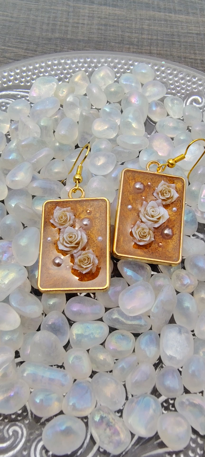 Pumpkin Spice Earrings / Gold Square