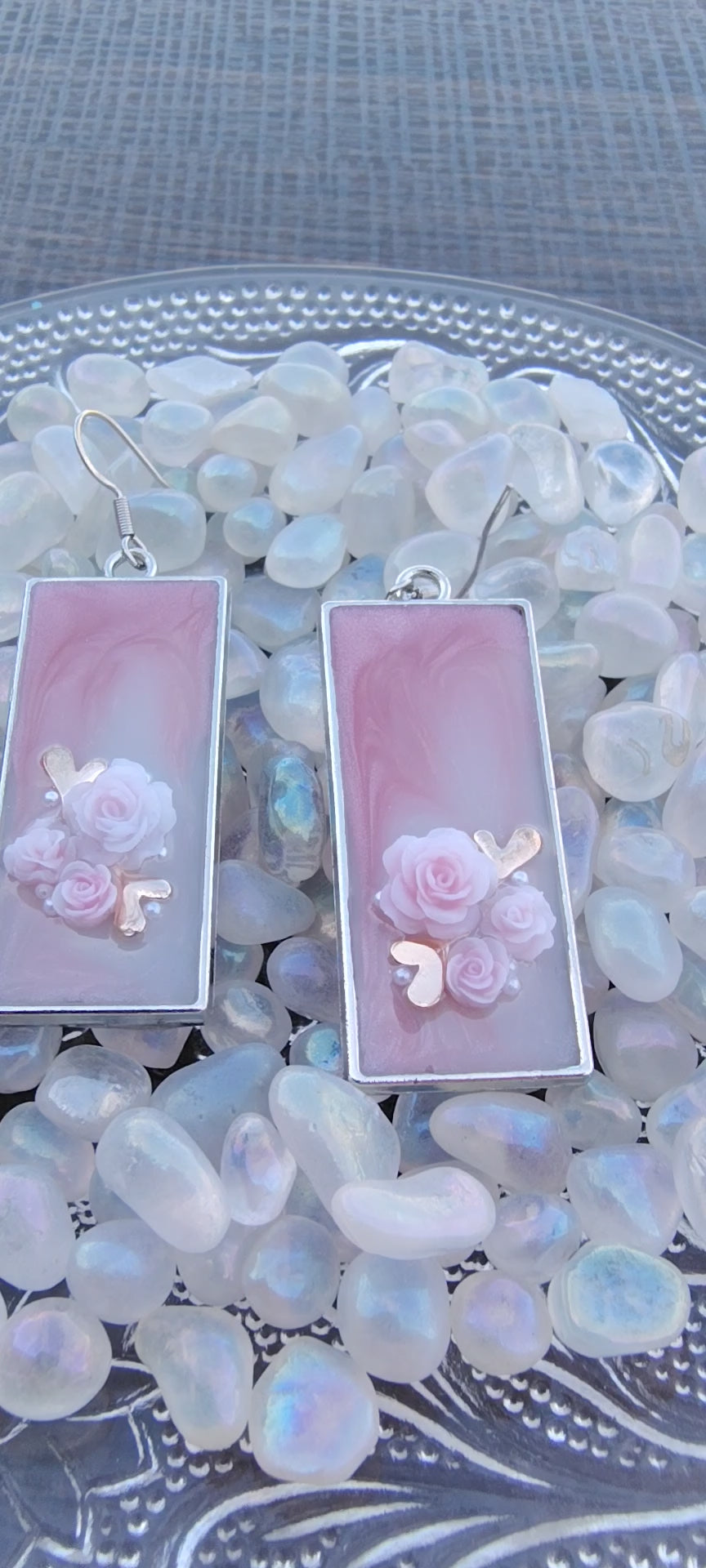 Precious Girl Earrings/ Silver Rectangle