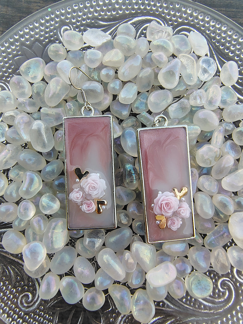 Precious Girl Earrings/ Silver Rectangle