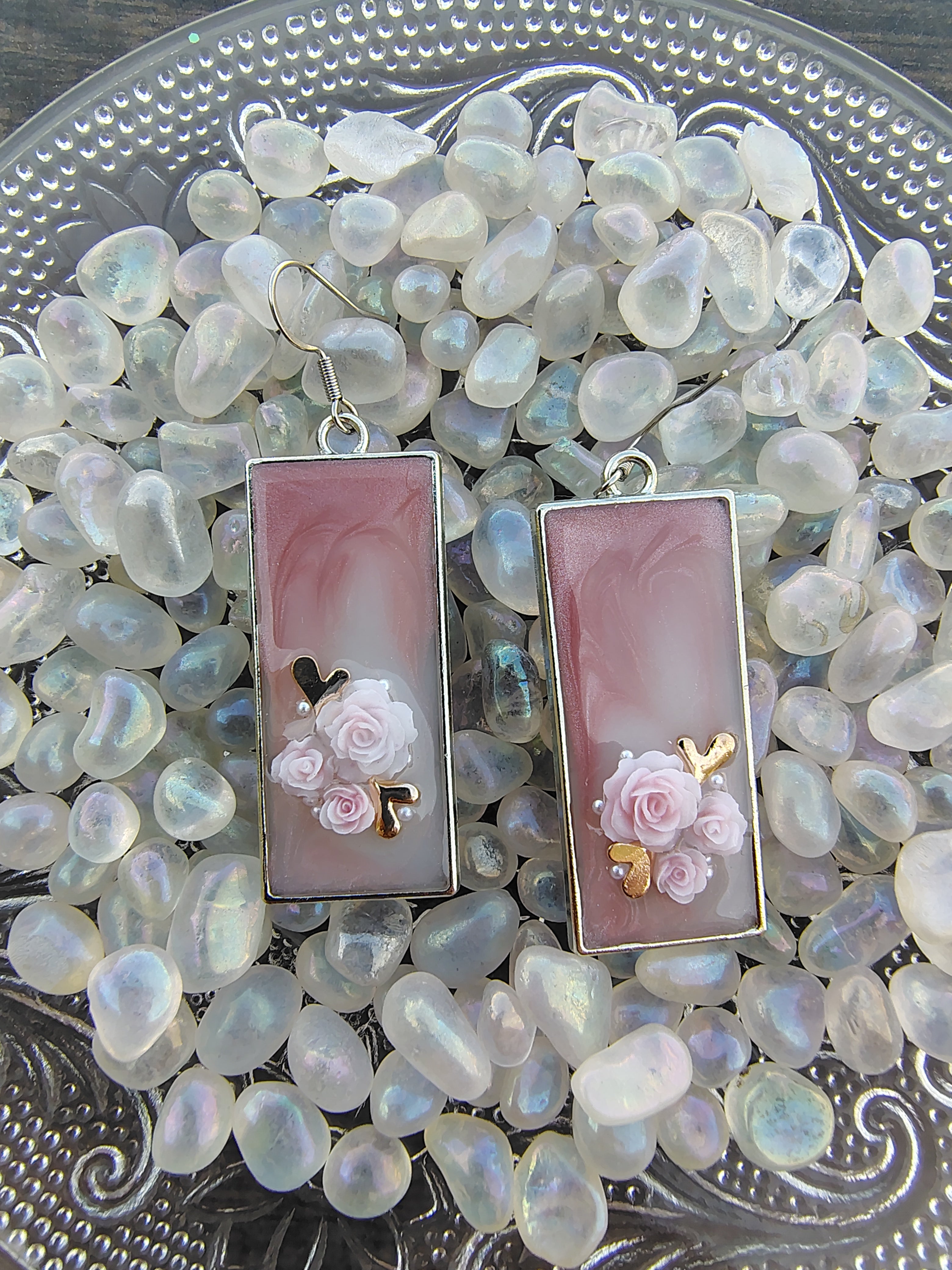 Precious Girl Earrings/ Silver Rectangle