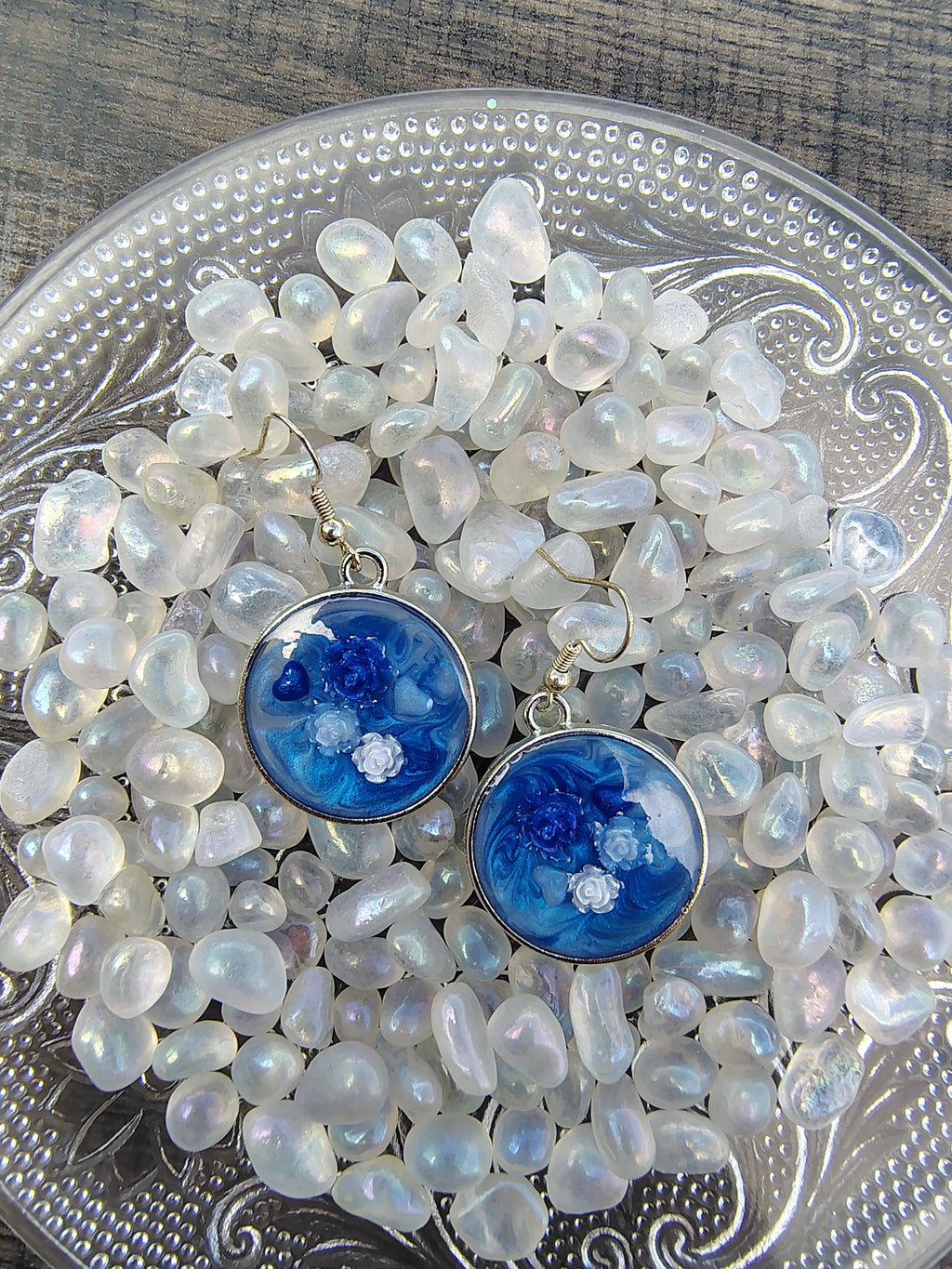 Bonnie Blue Earrings / Silver Circle