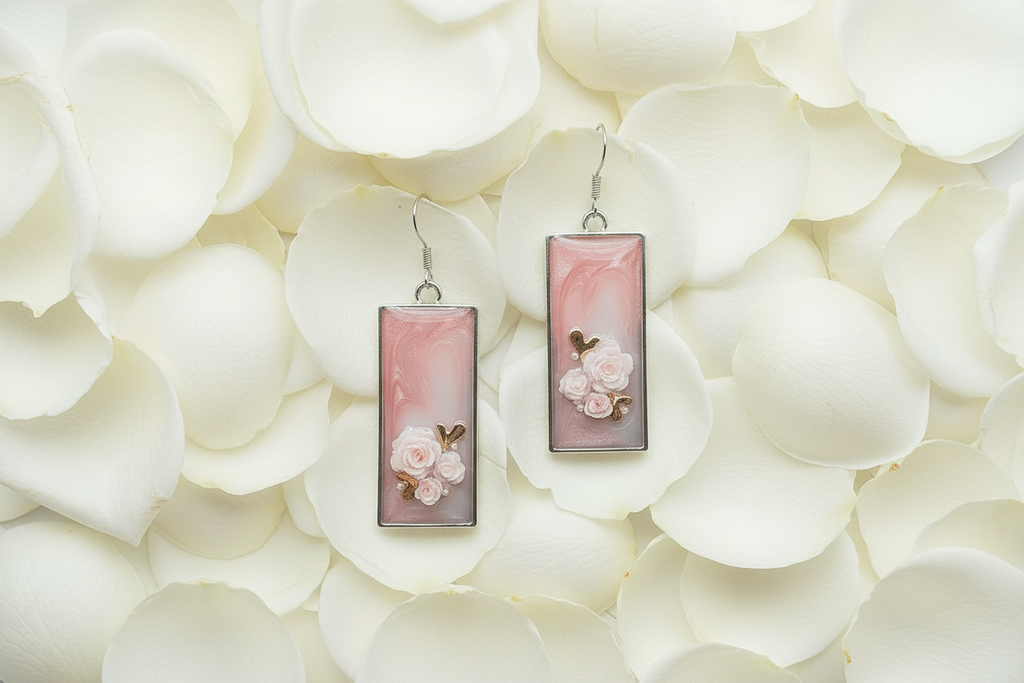 Precious Girl Earrings/ Silver Rectangle