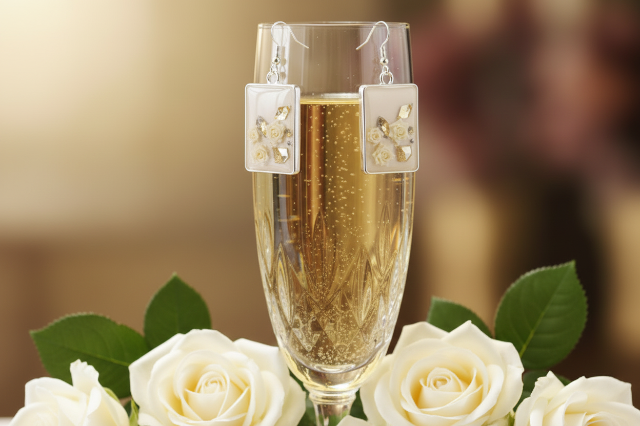 Champagne and Roses Earrings