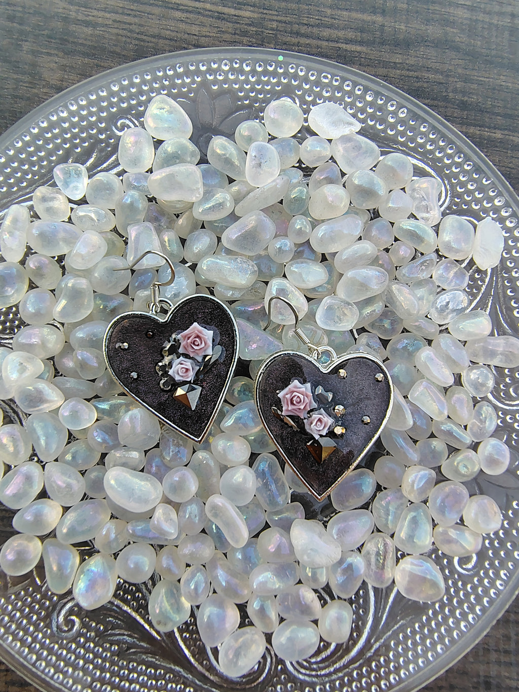 Passion Purple Earrings / Silver Heart