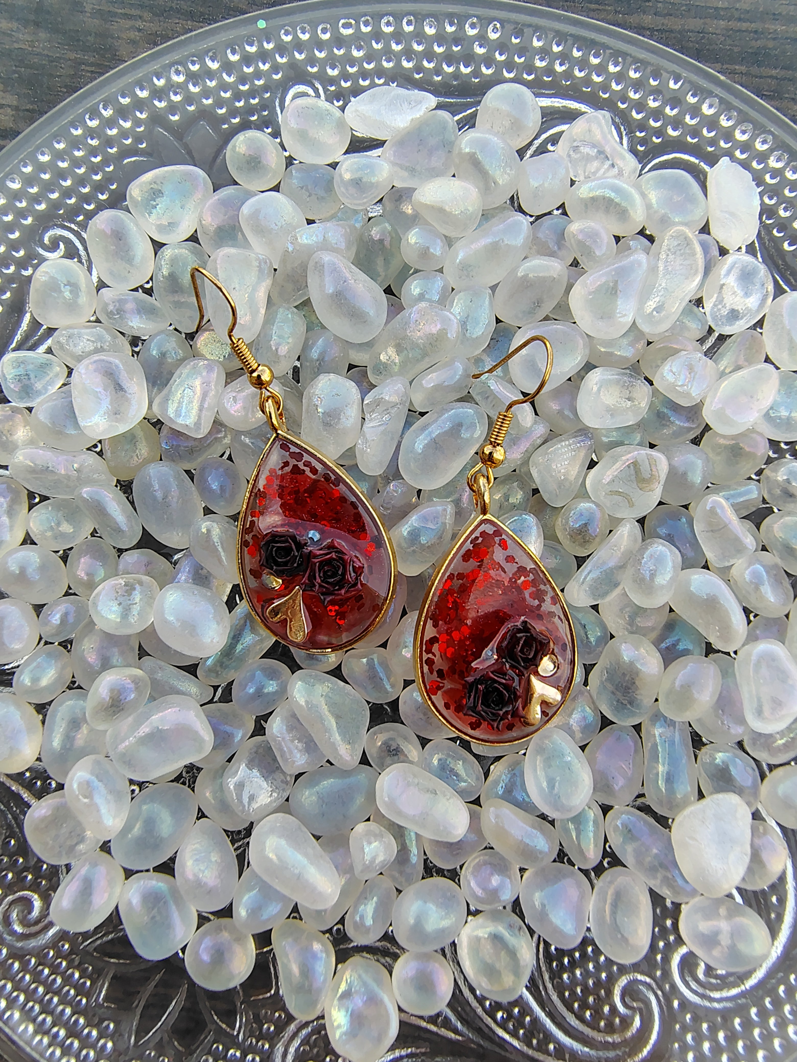 Be My Valentine Earrings / Gold Teardrop
