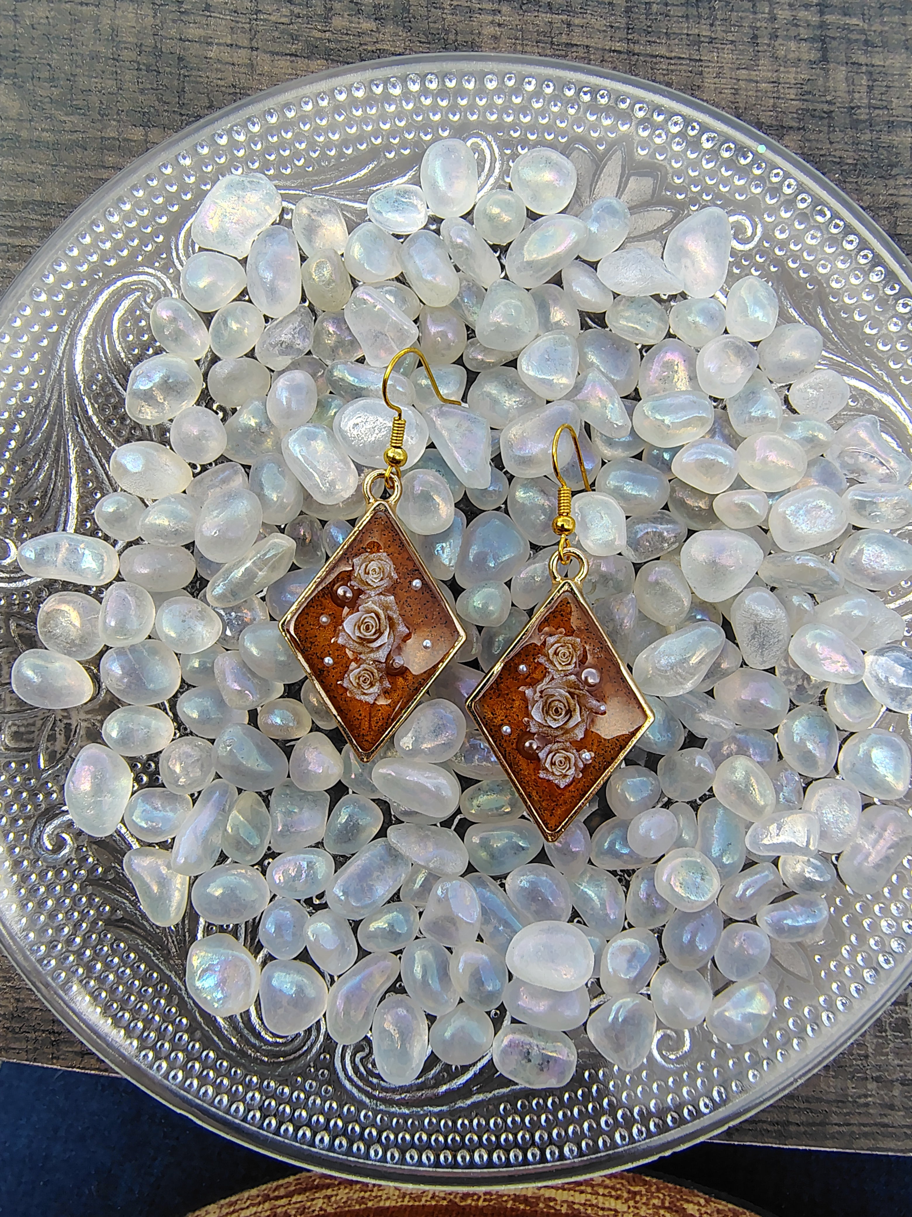 Pumpkin Spice Earrings / Gold Diamond