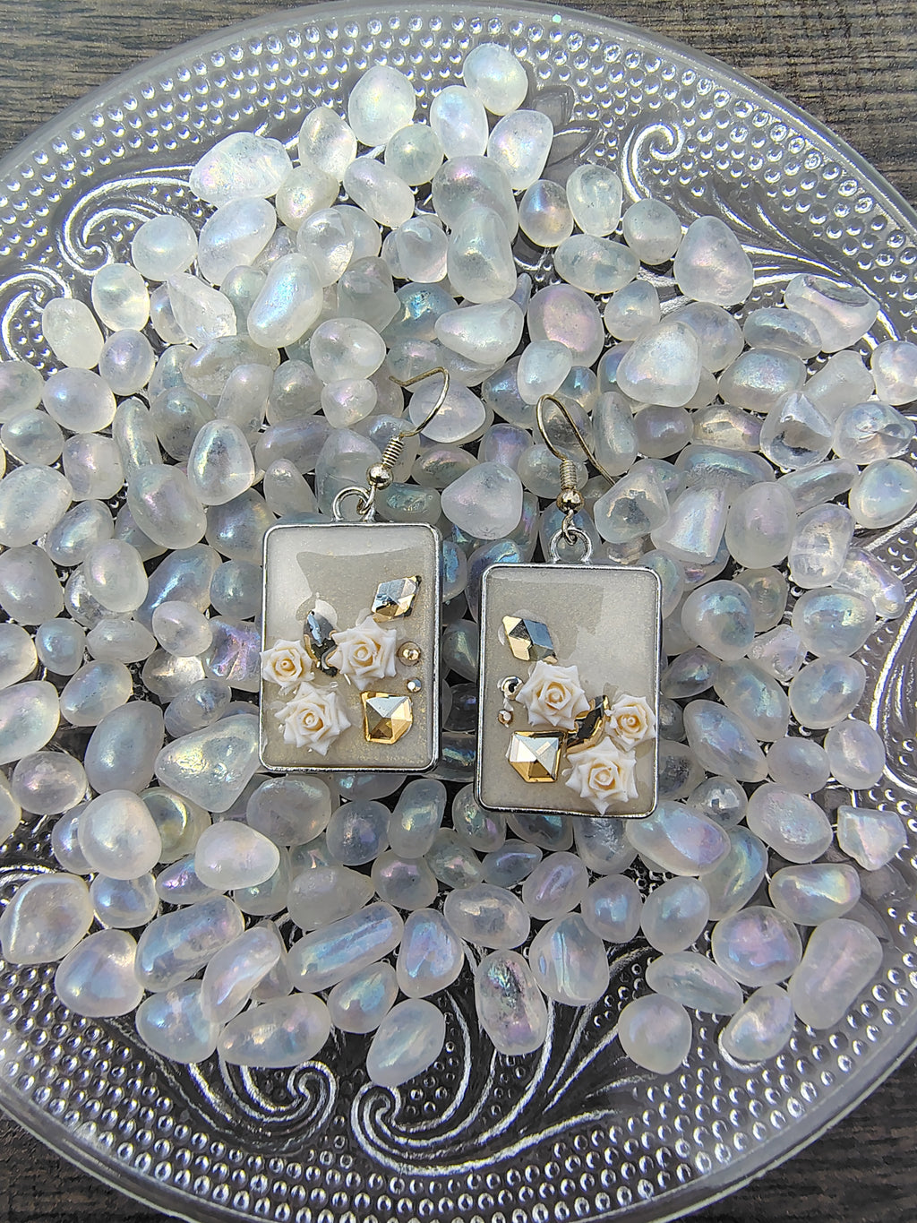 Champagne and Roses Earrings