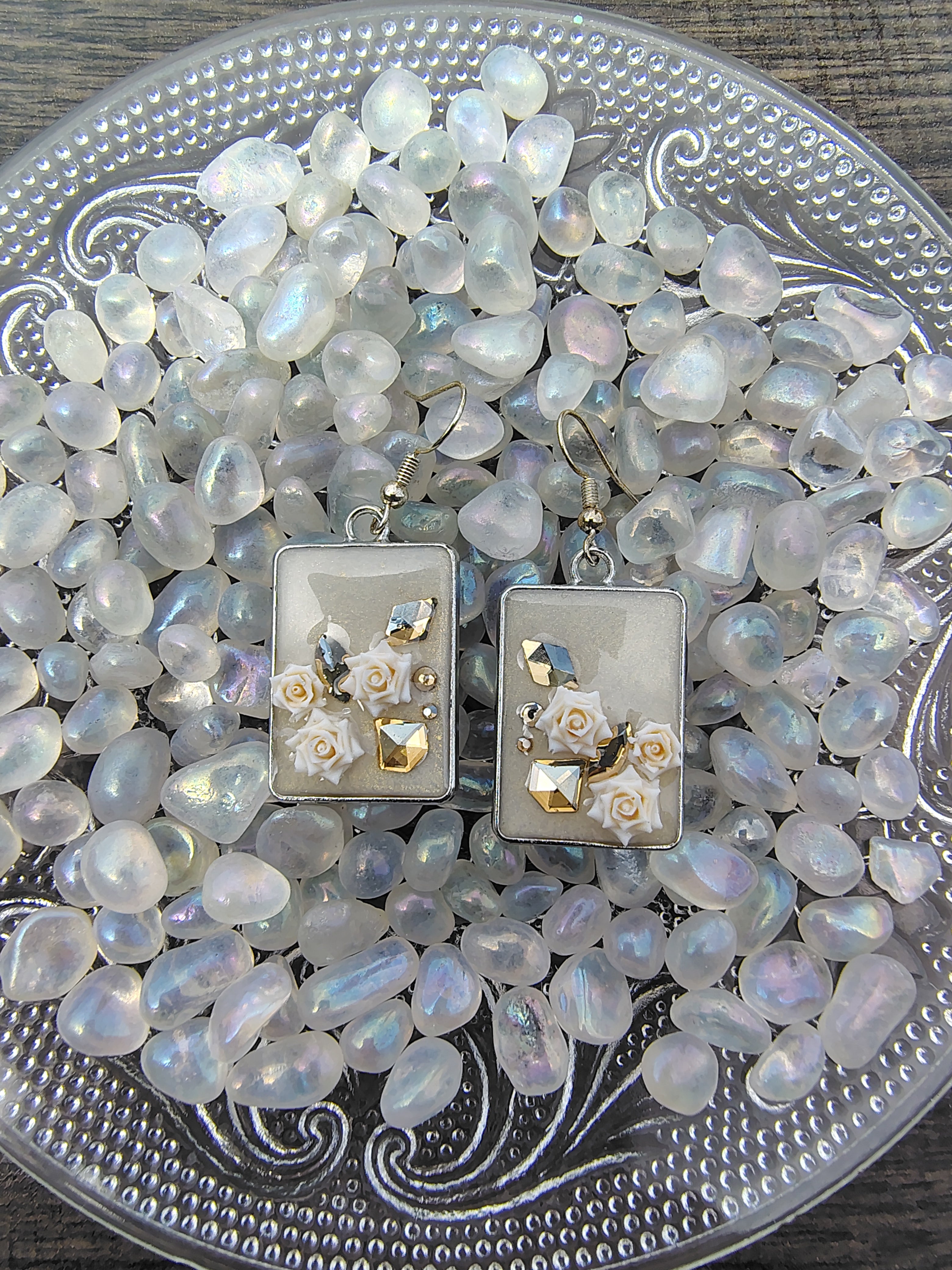 Champagne and Roses Earrings