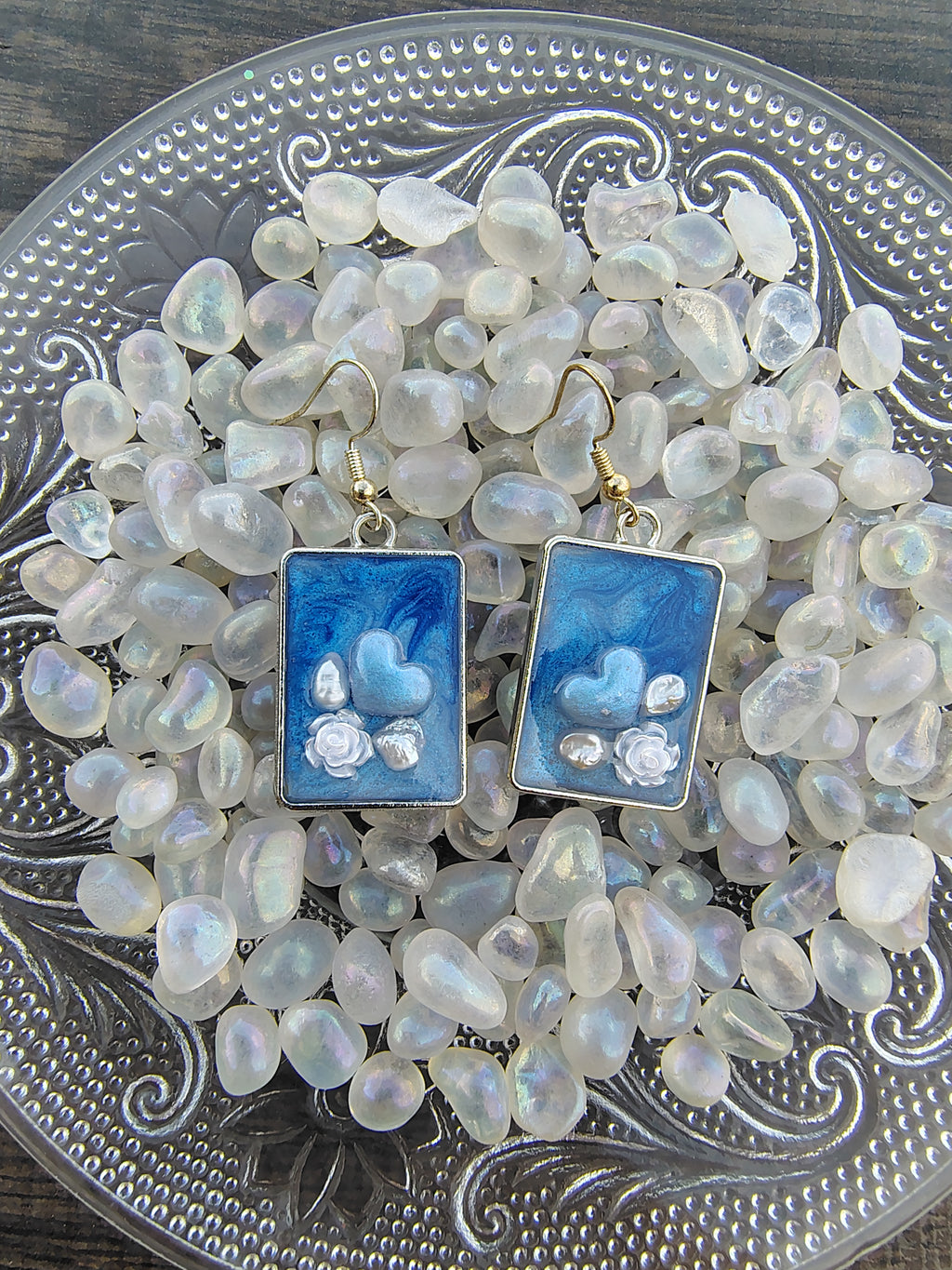 Bonnie Blue Earrings / Silver Square