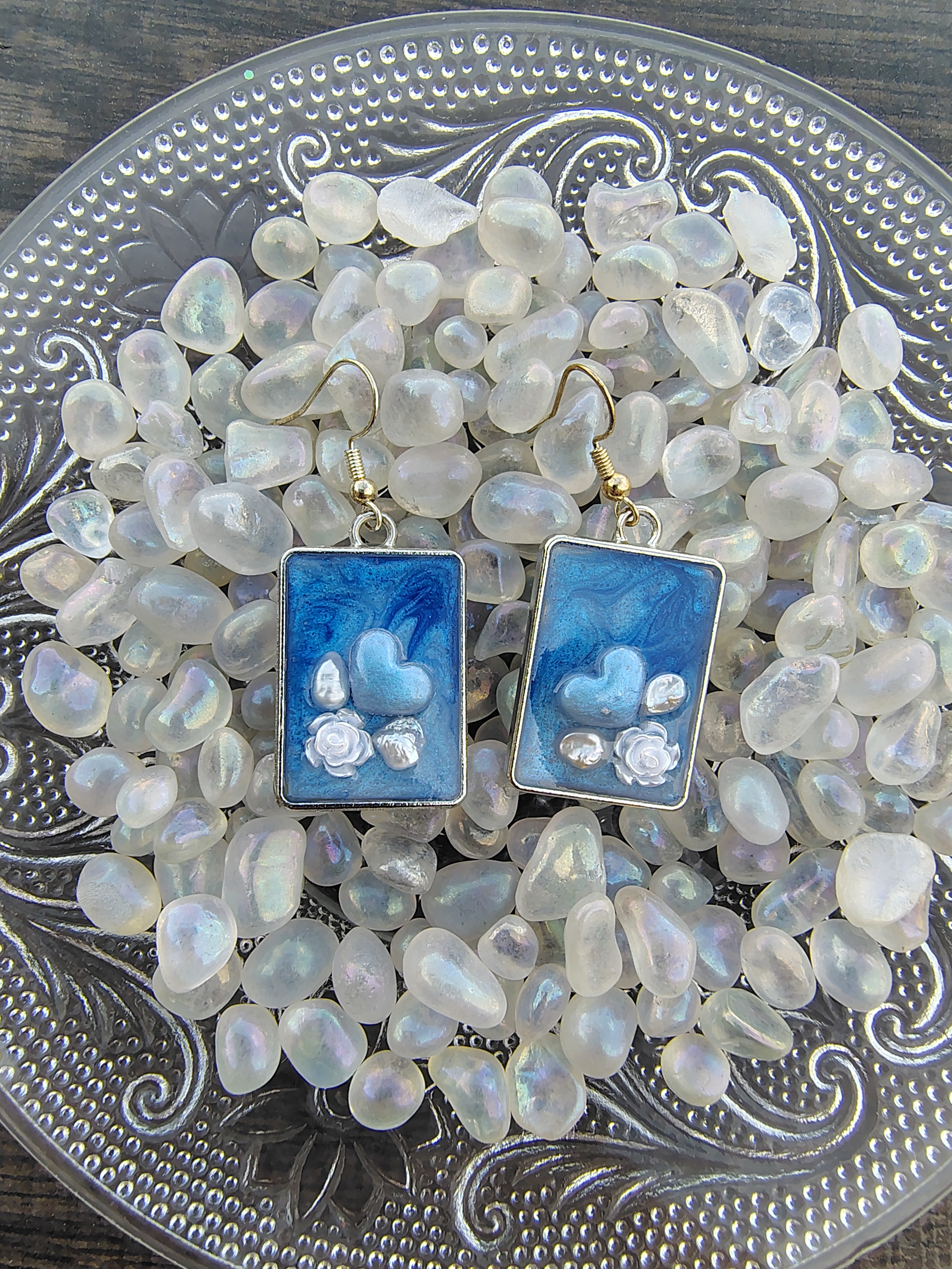 Bonnie Blue Earrings / Silver Square