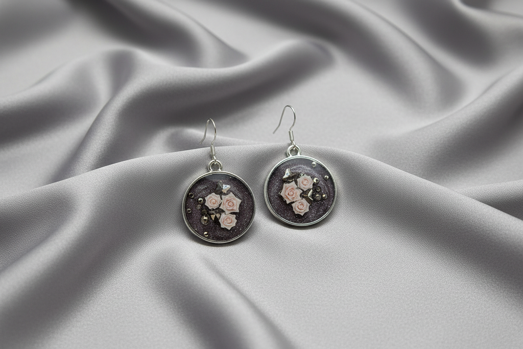 Passion Purple Earrings / Silver Circle