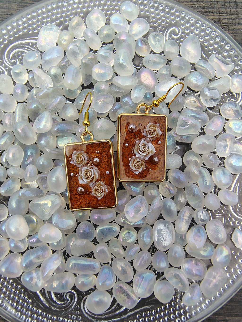 Pumpkin Spice Earrings / Gold Square