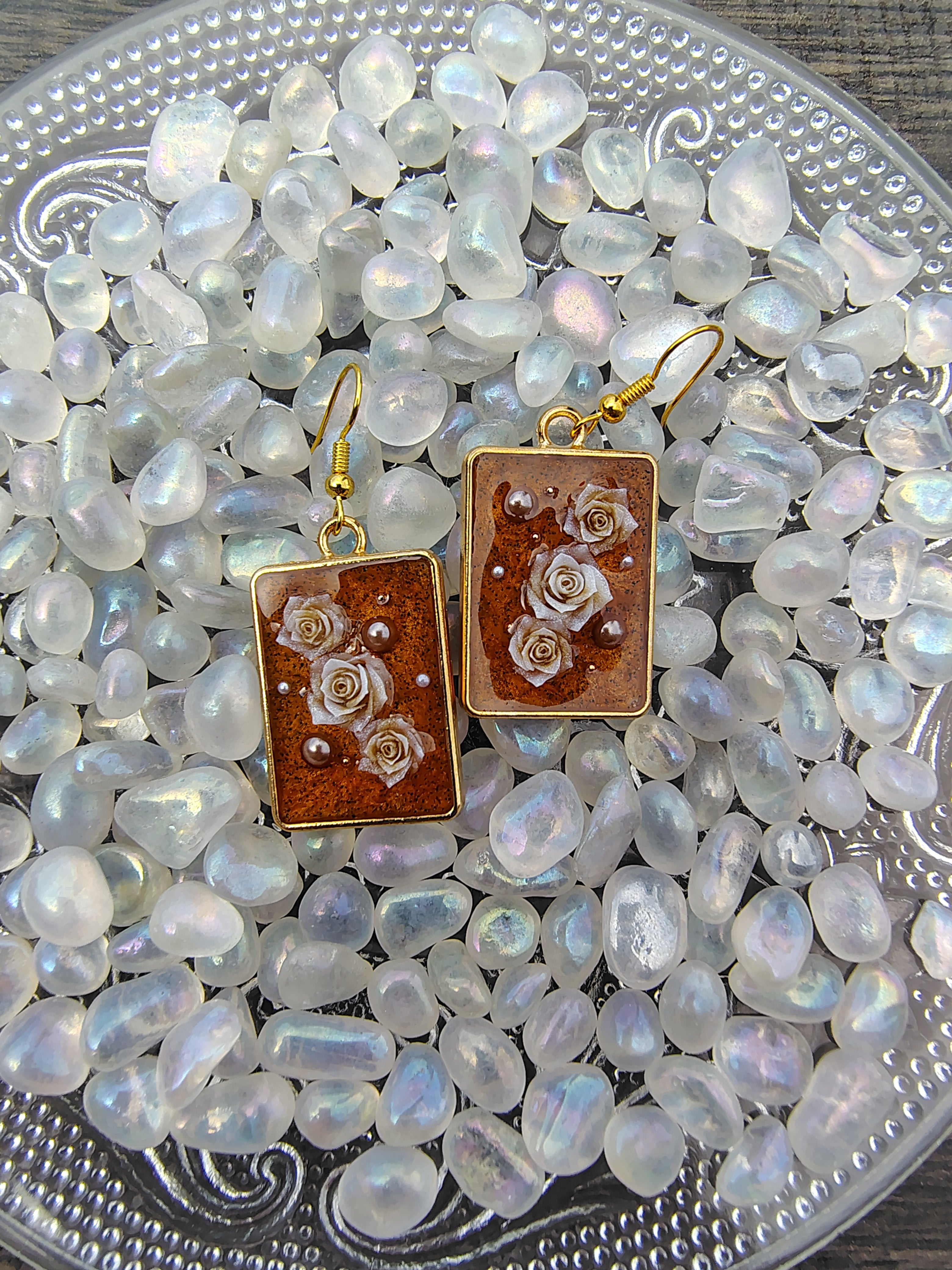 Pumpkin Spice Earrings / Gold Square