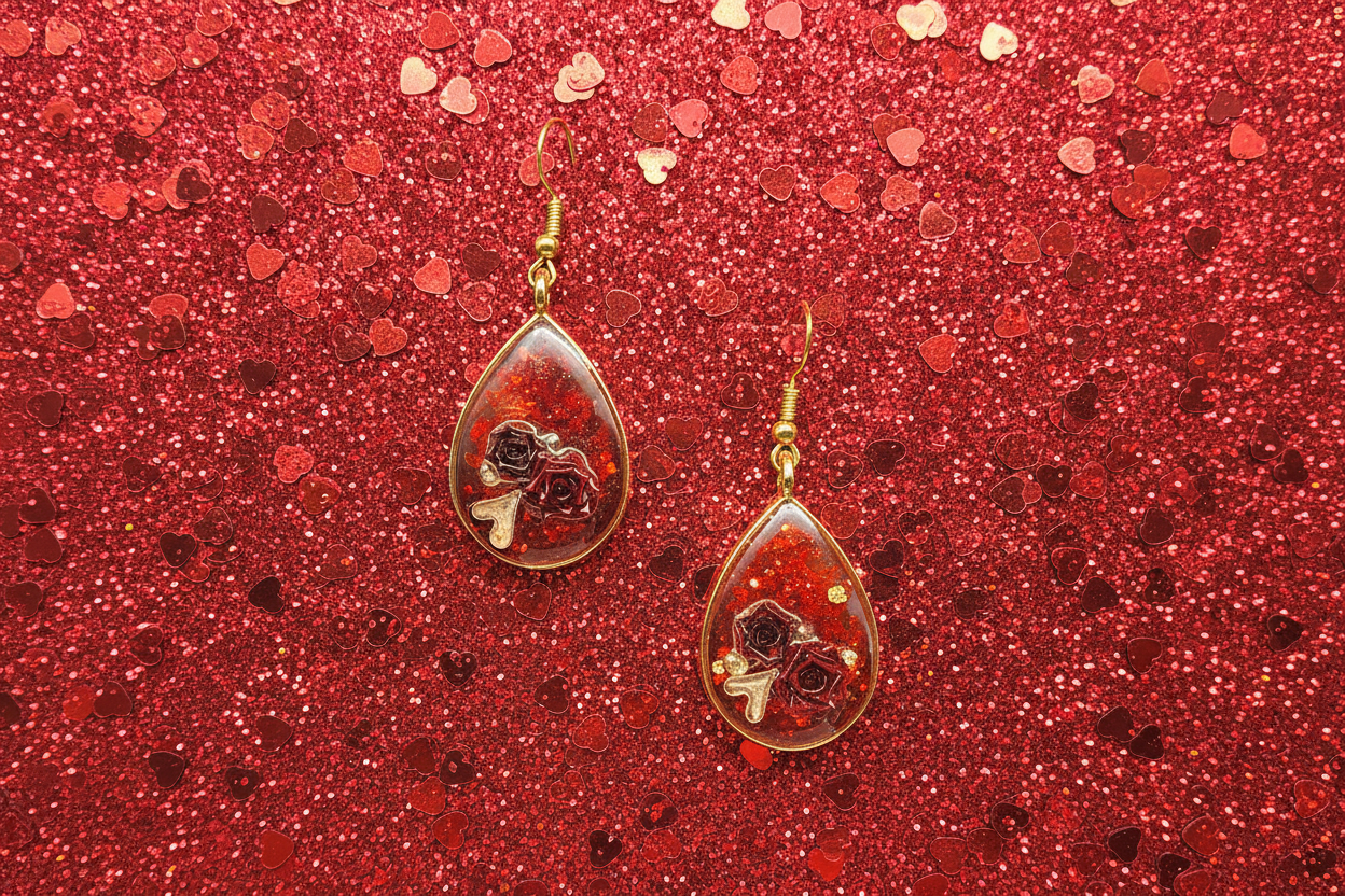 Be My Valentine Earrings / Gold Teardrop
