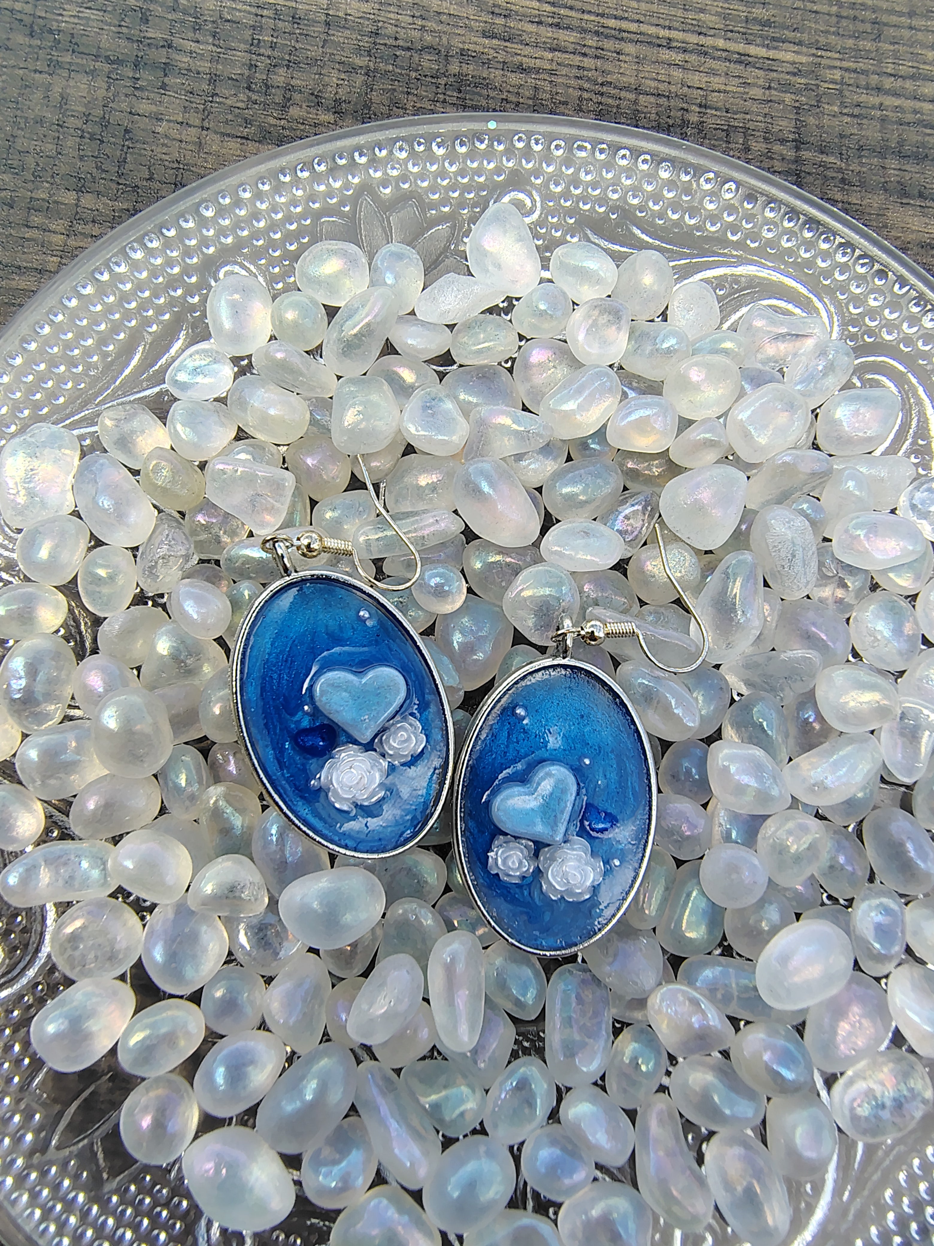 Bonnie Blue Earrings / Silver Oval
