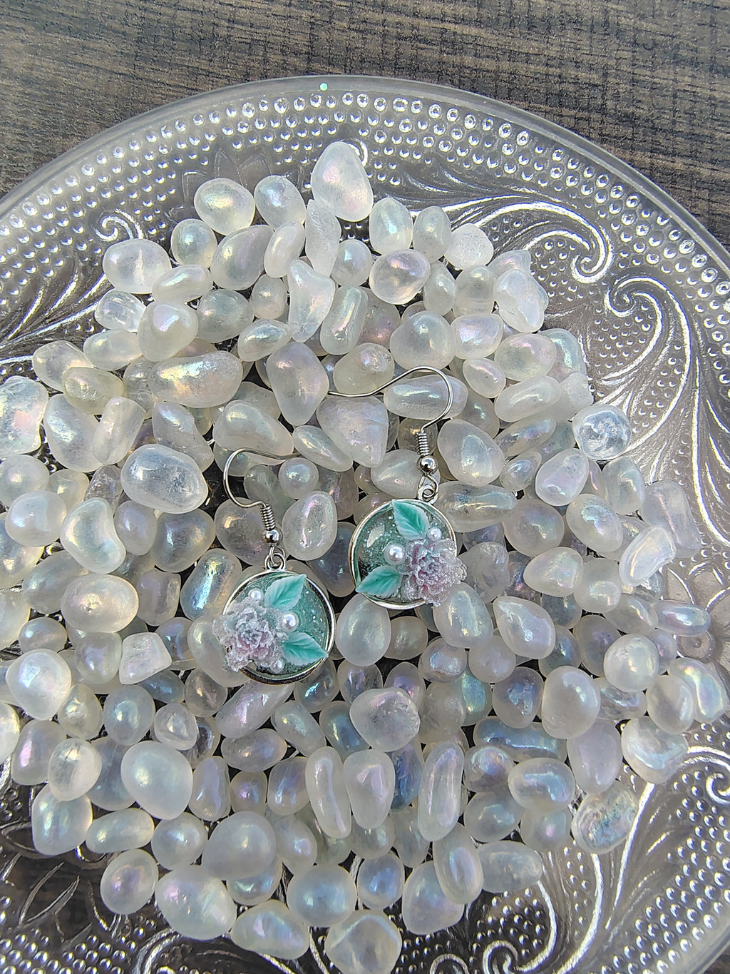 Seafoam Carnation Earrings