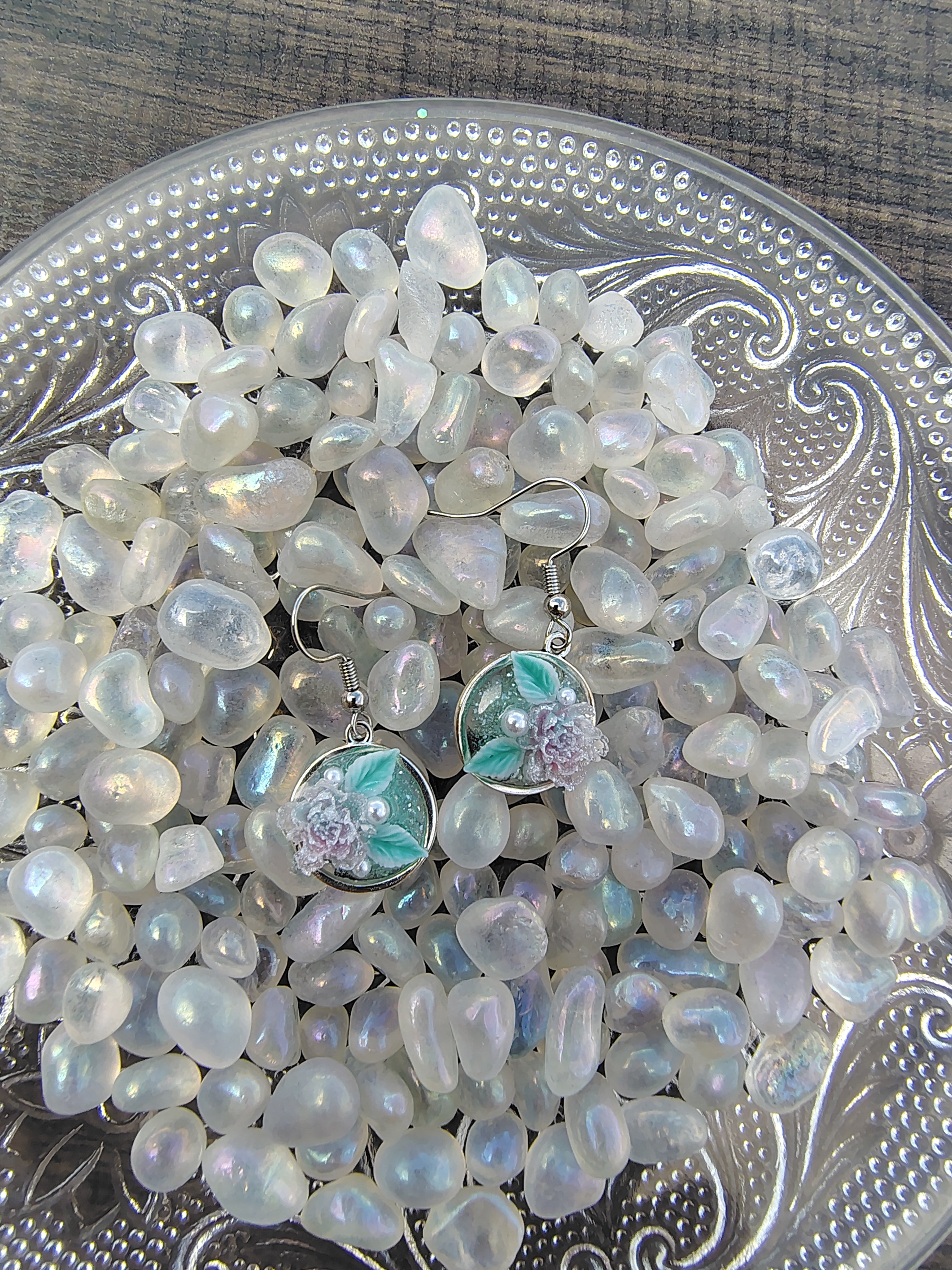 Seafoam Carnation Earrings